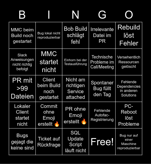 02. November 2022 Bingo Card