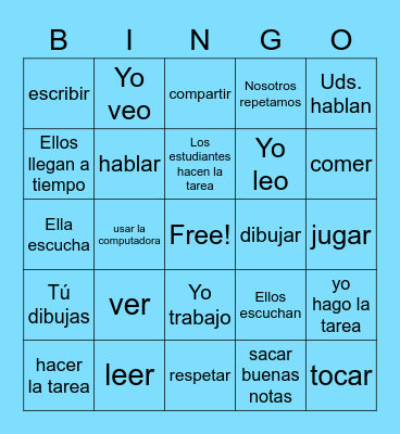 En la Escuela Bingo Card