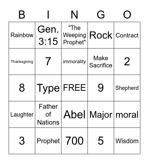 Notes Review Bingo Card