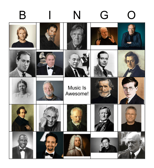 Famous Composers Bingo Card