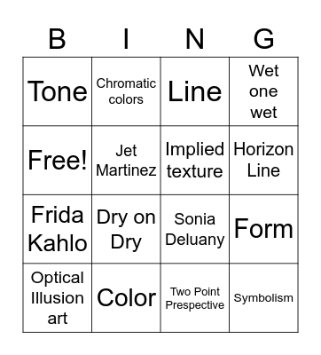 Unit two review B Bingo Card