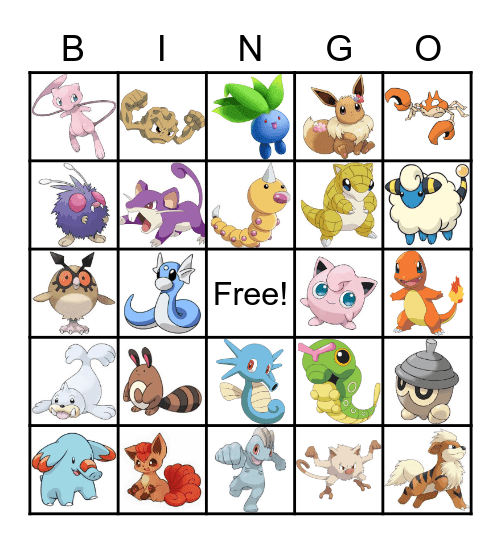 Pokemon Bingo Card