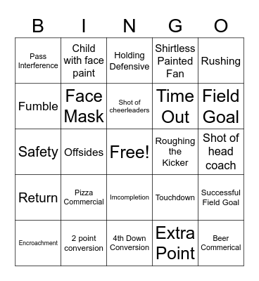 Football Bingo 3 Bingo Card