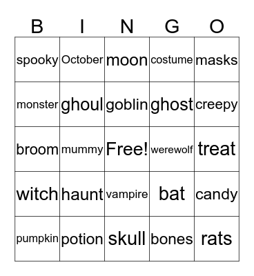 Haunted Halloween Bingo Card