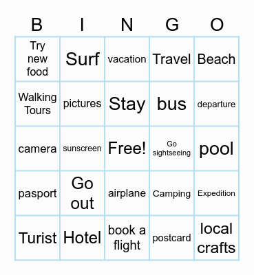VACATION Bingo Card