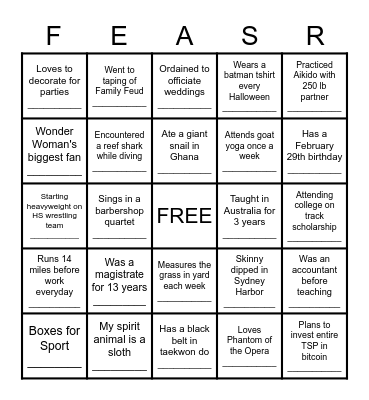 Area Council BINGO Card