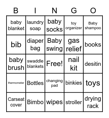 Baby Bingo Card