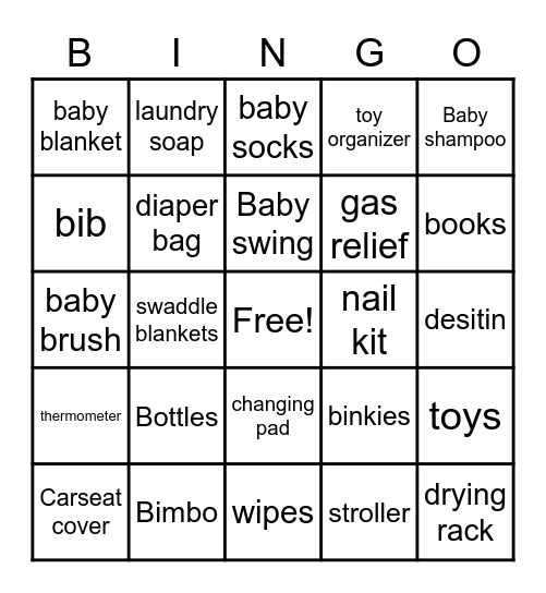 Baby Bingo Card