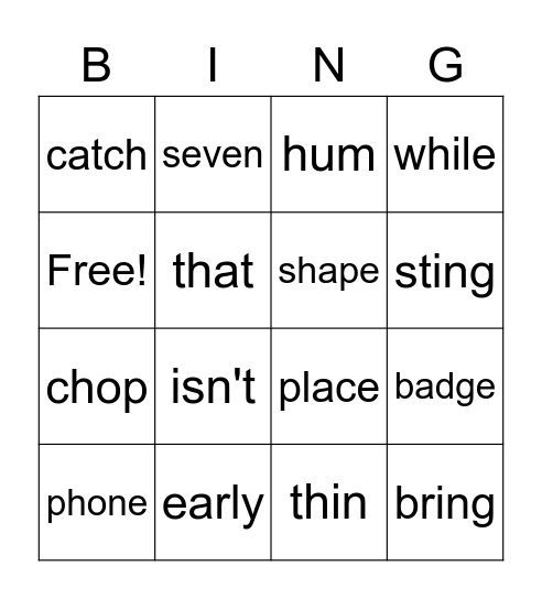 Spelling 2.4 Bingo Card
