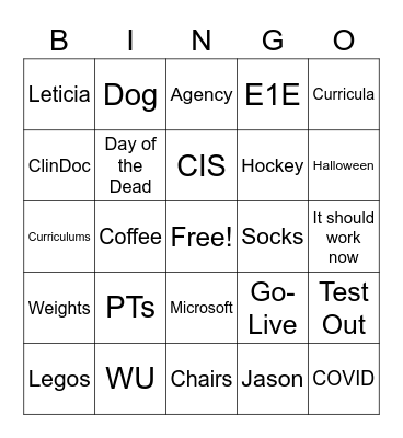 Tuesday Touchbase Bingo Card