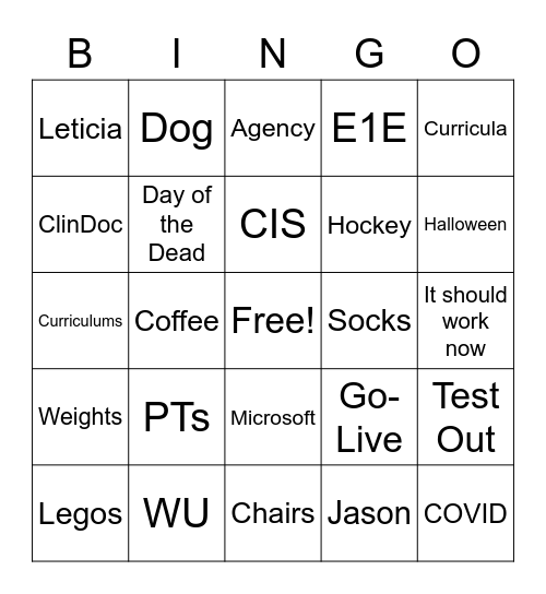 Tuesday Touchbase Bingo Card