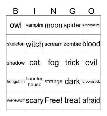 Halloween Bingo Card