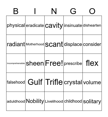 Lesson4 Bingo Card