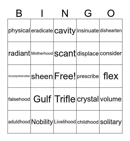Lesson4 Bingo Card