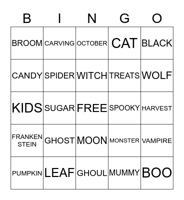 HAPPY HALLOWEEN Bingo Card