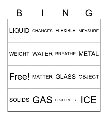 Matter Bingo Card