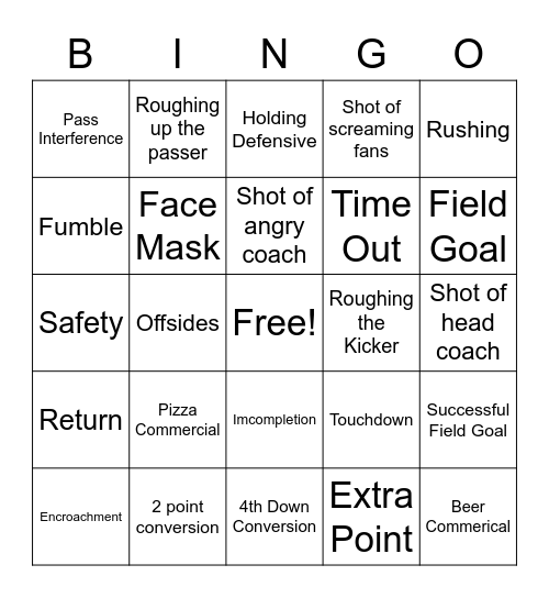 Football Bingo 3 Bingo Card