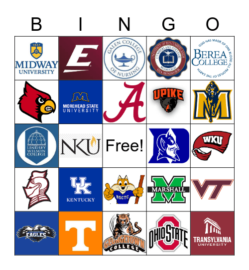 College Bingo Card