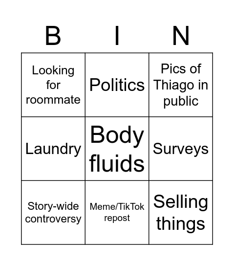 Snap story class of 2026 Bingo Card