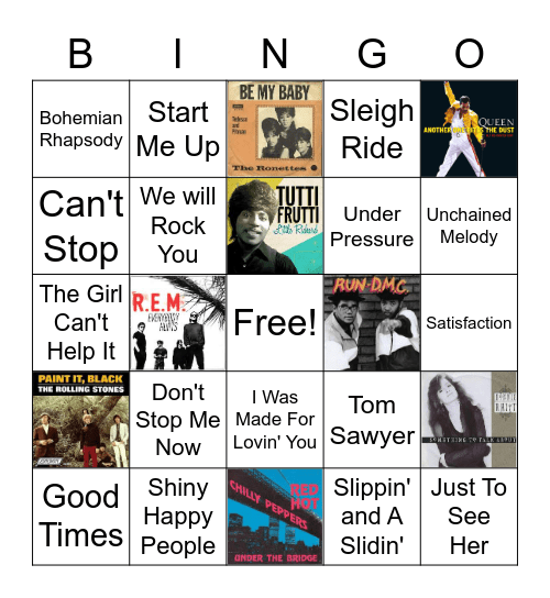 ROCK N' ROLL HALL OF FAME Bingo Card