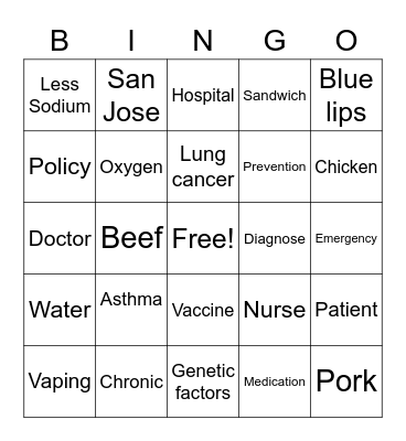 COPD 2022 Bingo Card