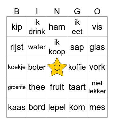 ik eet en ik drink Bingo Card