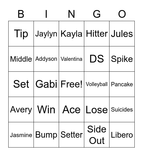 Team Kiwi Bingo Card