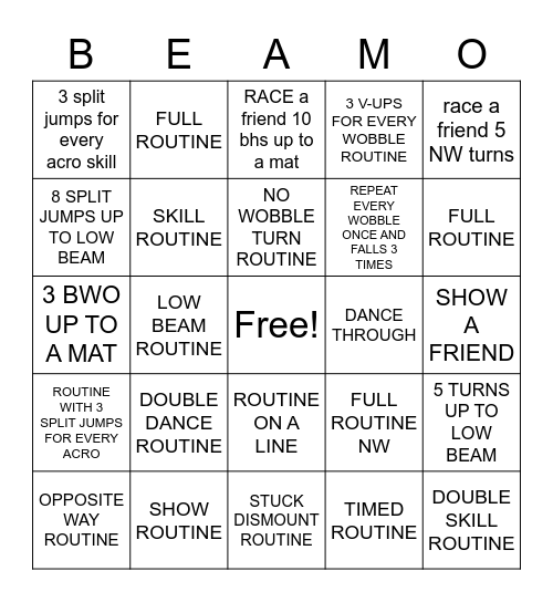 ROUTINE BINGO Card