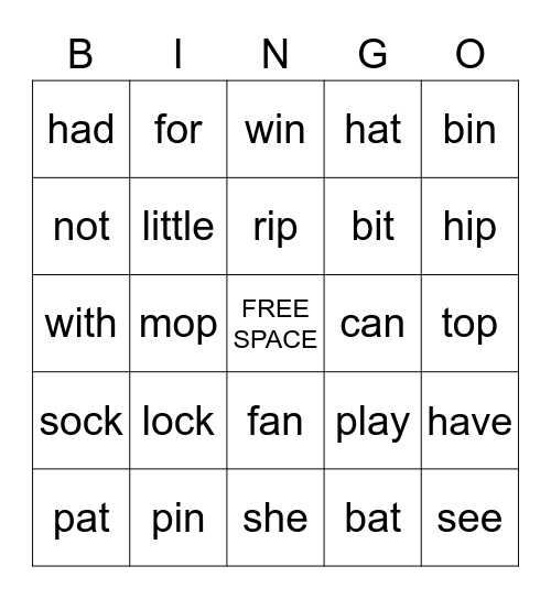 Unit 1 - Phonics & HFW Bingo Card