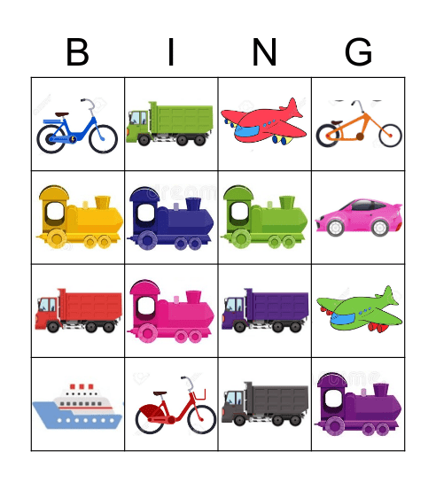 Vehicle bingo Card