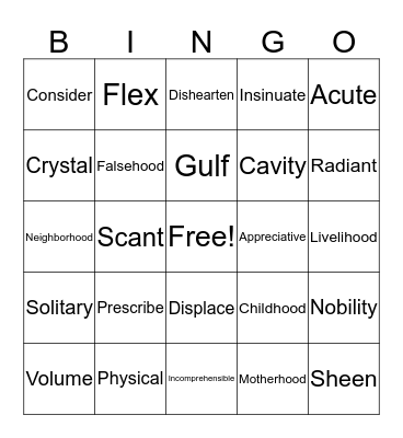 Lesson4 Bingo Card