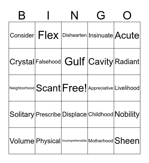 Lesson4 Bingo Card