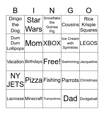 Marshall Thomas BINGO! Bingo Card