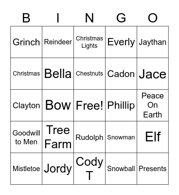 Christmas Bingo Card