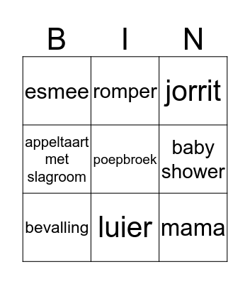 Jose's baby shower!!  Bingo Card