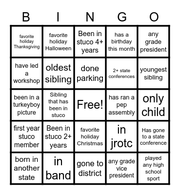 Stuco Bingo Card