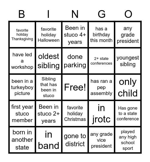 Stuco Bingo Card