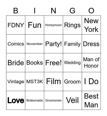 Amanda & Brendan's Super Special Awesome Bingo Card
