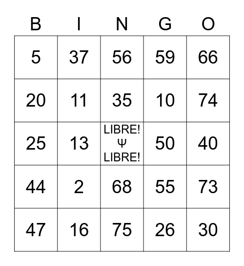 PSYCHE BINGO Card