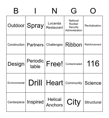 "Elements" of a Downtown Place Bingo Card