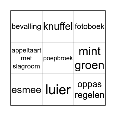 José's baby shower!!  Bingo Card