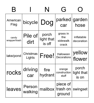 Flashlight Bingo Card