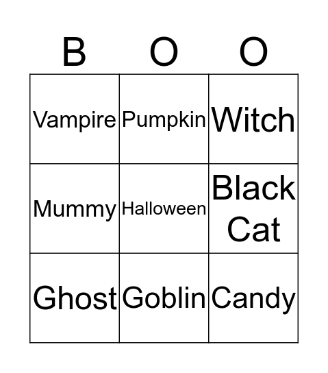 Halloween Bingo Card