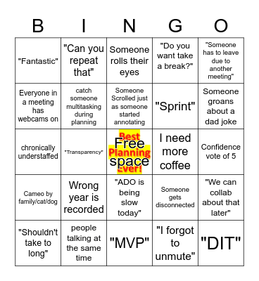 TWMS 2022 PI4 PI Planning Bingo Card