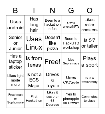 Team Building BINGO!!! Bingo Card