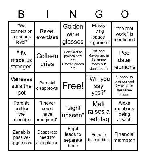 Lov3 is Blind Bingo Card