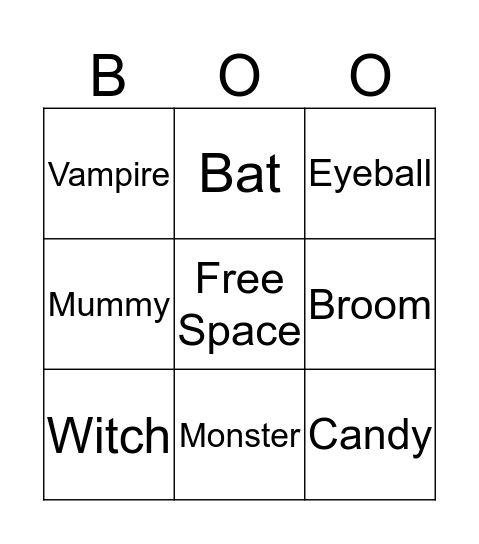 Halloween Bingo! Bingo Card