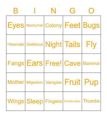 Bats Bingo Card