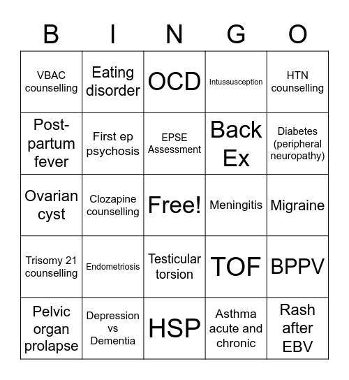 OSCE Bingo! Bingo Card