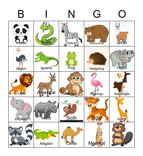 WILDLIFE Bingo Card